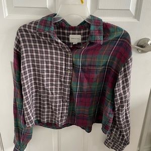American Eagle Double Plaid Button Up